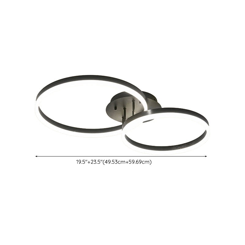 LED Circle 2 / 3 - Light Semi Flush Mount Metal and Acrylic Black Ceiling Semi Flush