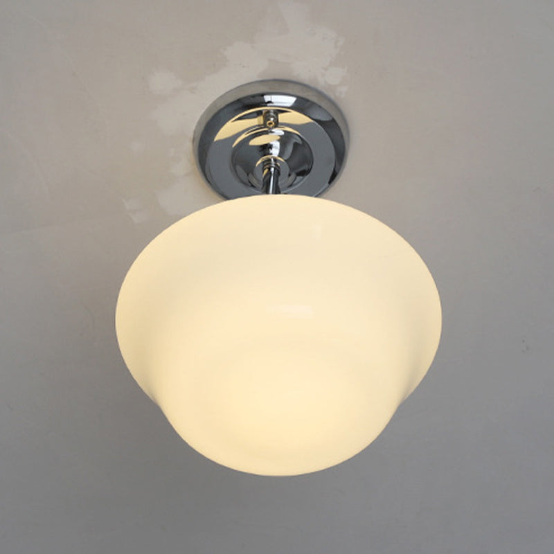 Glass Geometric Flush Mount Lights Contemporary Style 1 Light Flush Ceiling Light in White