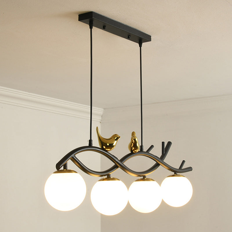 Industrial Kitchen Island Lighting Black Globe Shaded Ceiling Light for Home