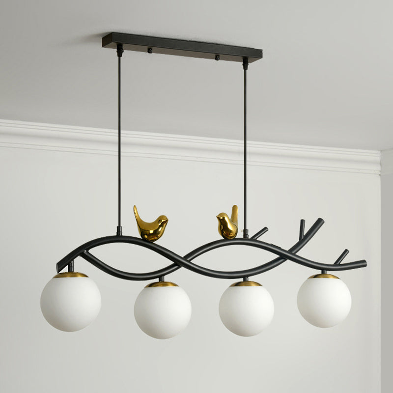 Industrial Kitchen Island Lighting Black Globe Shaded Ceiling Light for Home