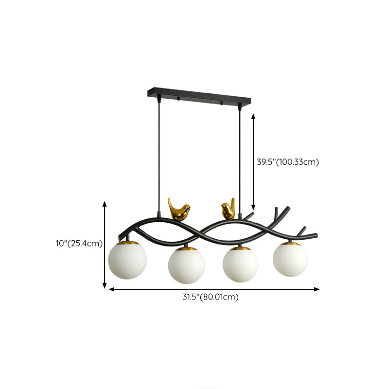 Industrial Kitchen Island Lighting Black Globe Shaded Ceiling Light for Home