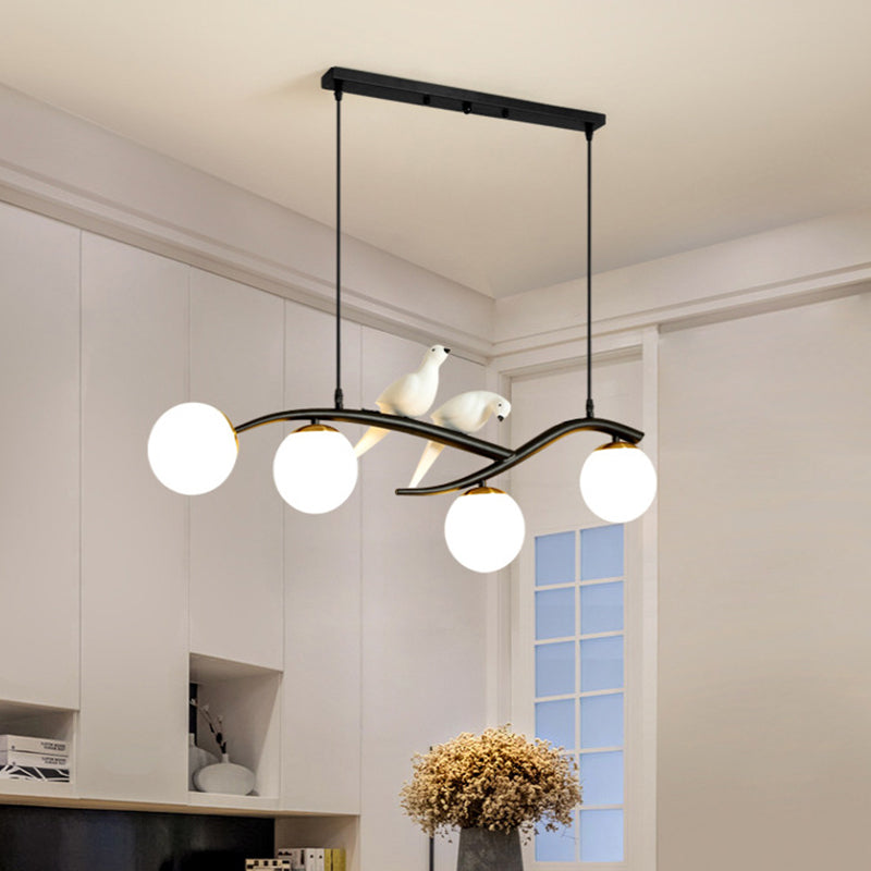 Modern Kitchen Island Lighting Black/Golden Globe Shaded Ceiling Light for Foyer