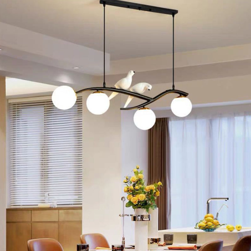 Modern Kitchen Island Lighting Black/Golden Globe Shaded Ceiling Light for Foyer
