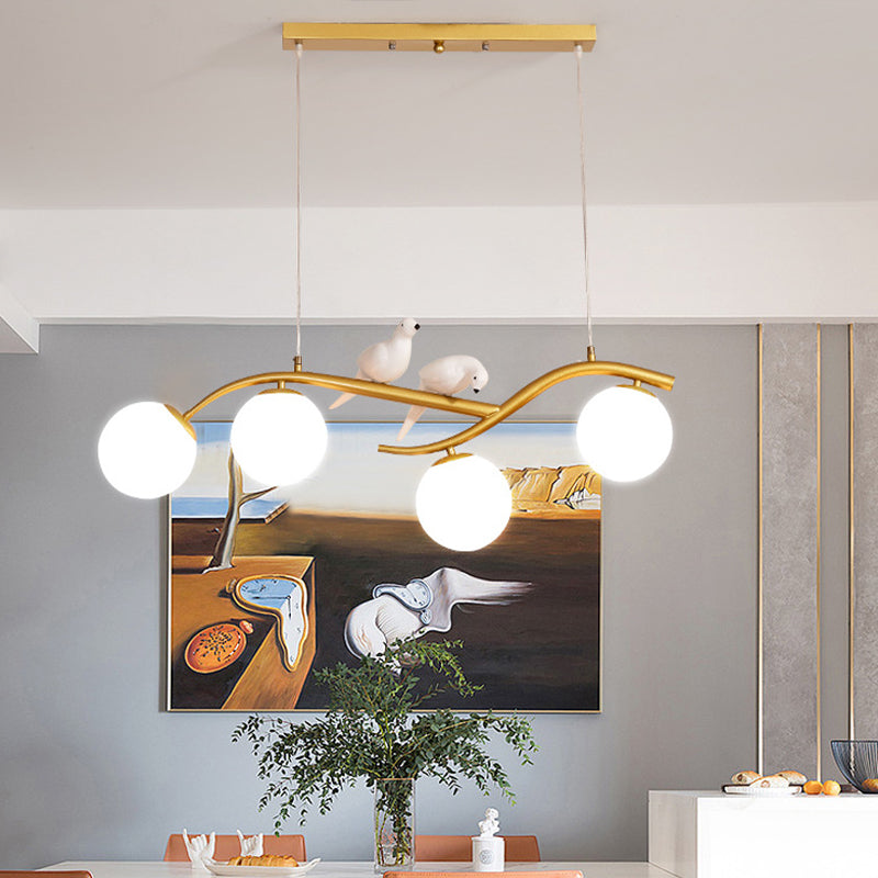 Modern Kitchen Island Lighting Black/Golden Globe Shaded Ceiling Light for Foyer