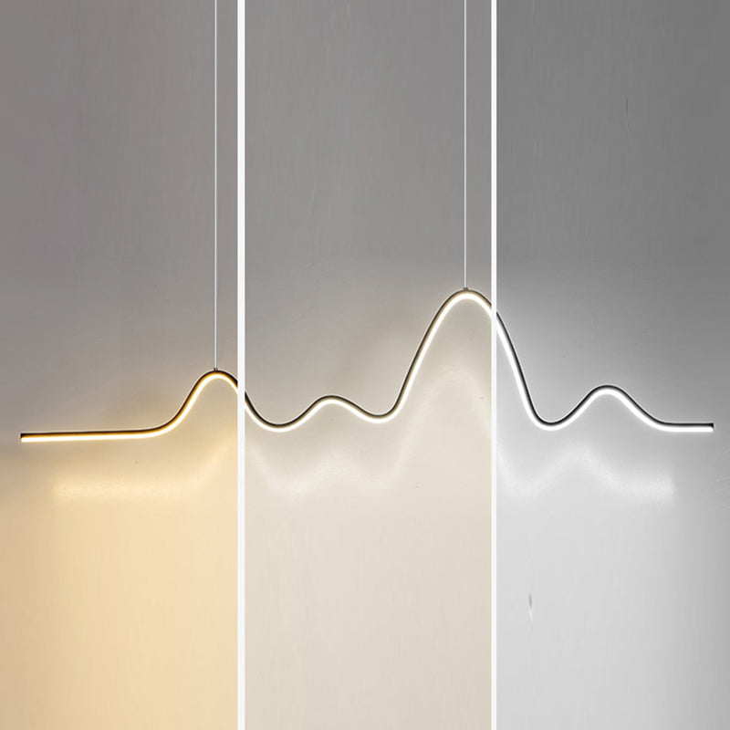 Golden/Black Kitchen Island Lighting Modern Linear LED Ceiling Light for Foyer