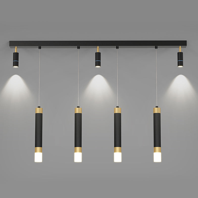Metal Linear Hanging Lamps Simplicity Pendant Light Fixture in Black
