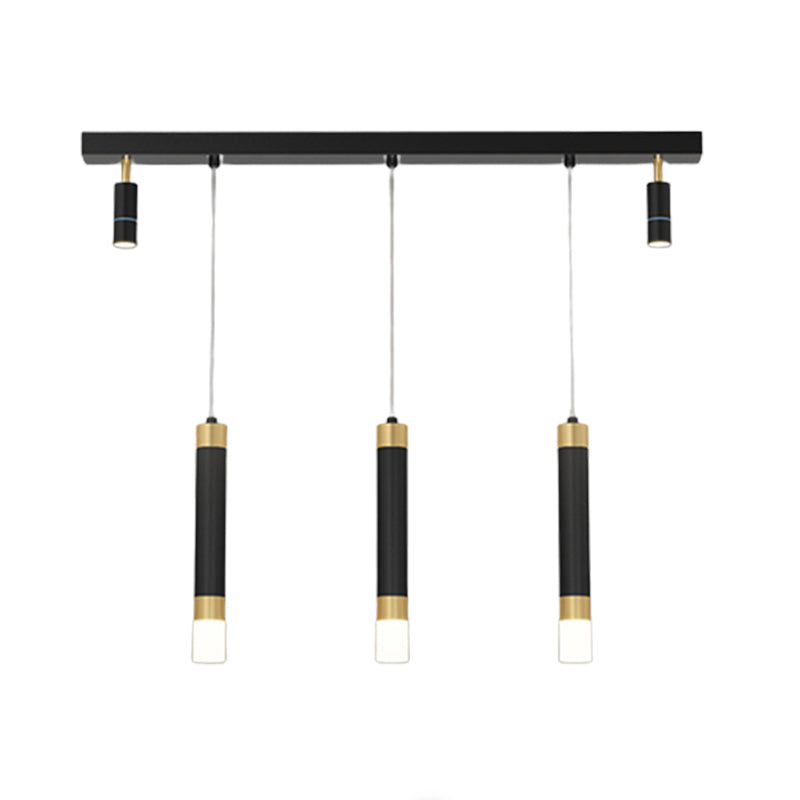 Metal Linear Hanging Lamps Simplicity Pendant Light Fixture in Black
