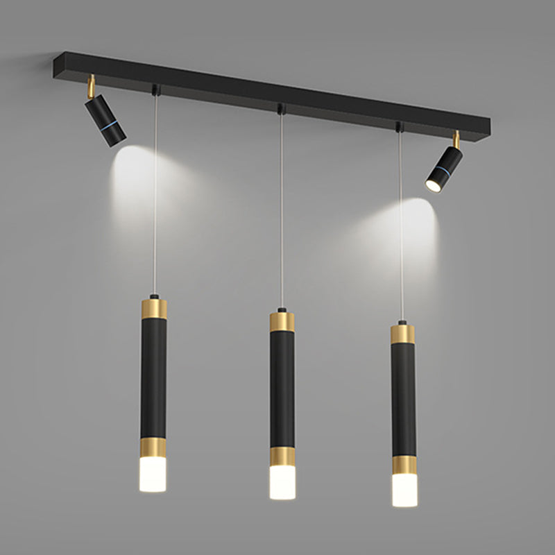 Metal Linear Hanging Lamps Simplicity Pendant Light Fixture in Black