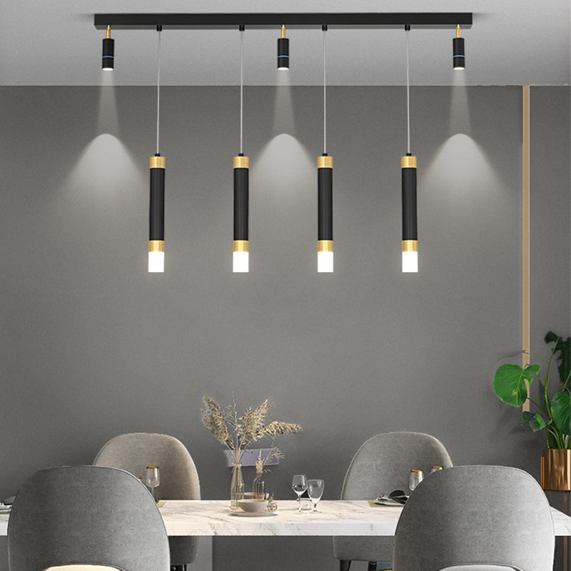Metal Linear Hanging Lamps Simplicity Pendant Light Fixture in Black