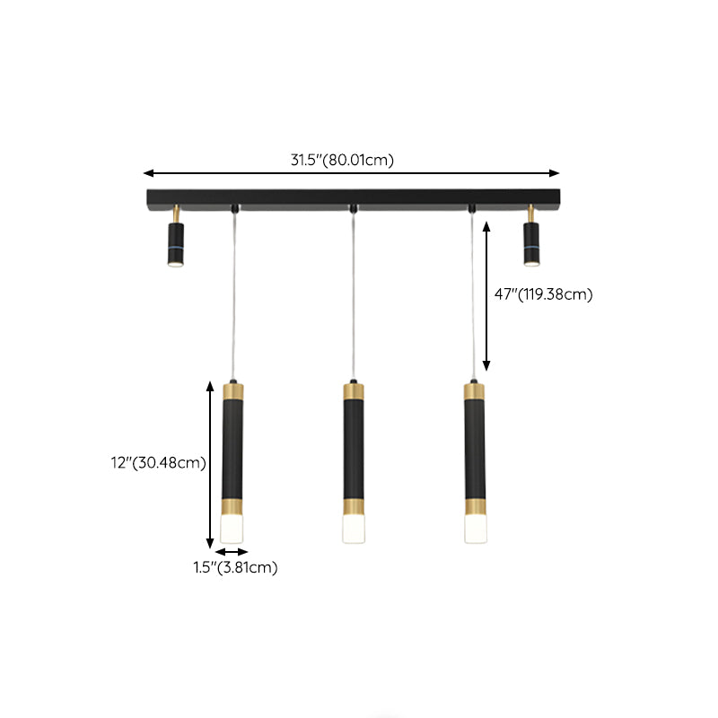 Metal Linear Hanging Lamps Simplicity Pendant Light Fixture in Black