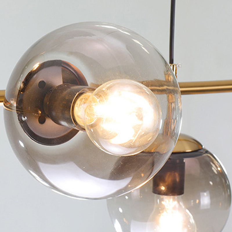 Modern Linear Ceiling Pendant Light Glass 6 Lights Hanging Ceiling Lights