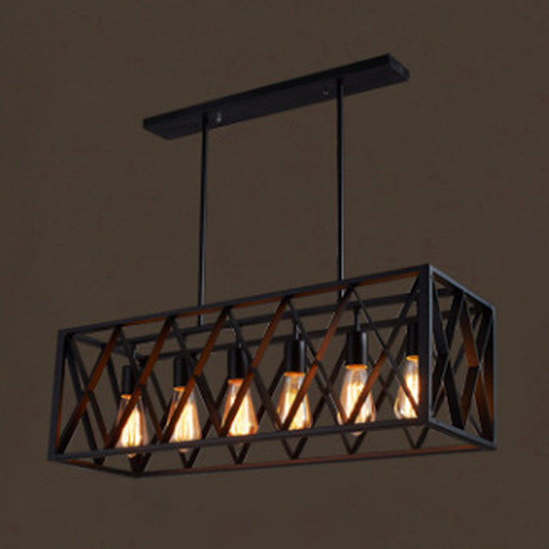 Rectangle Pendant Lighting Industrial Metal Pendant Light Kit in Black