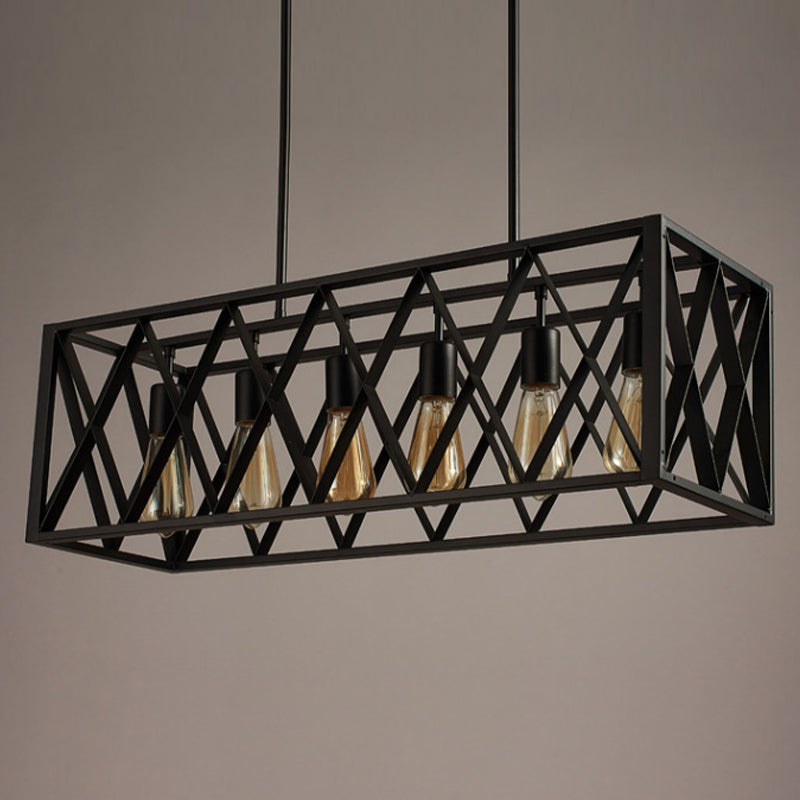 Rectangle Pendant Lighting Industrial Metal Pendant Light Kit in Black