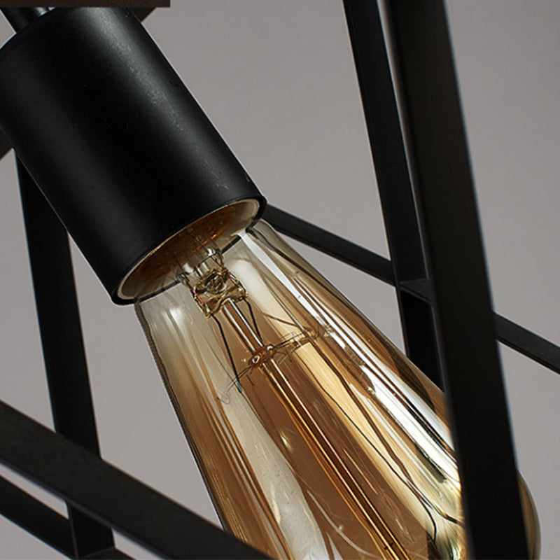 Rectangle Pendant Lighting Industrial Metal Pendant Light Kit in Black