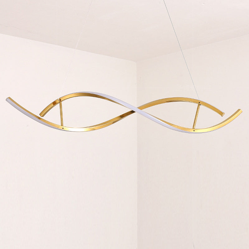 2 Lights Geometric Chandelier Light Contemporary Metal Pendant Lighting in Gold