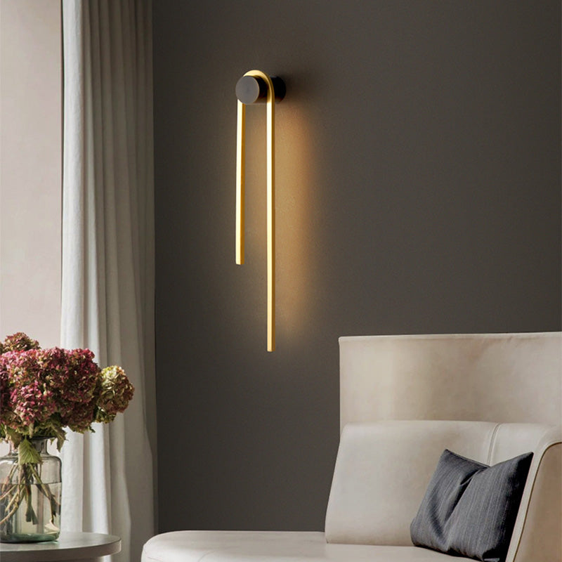 Post-Modern Wall Sconce Thin-Line Brass Sconce Lighting in Gold for Bedroom