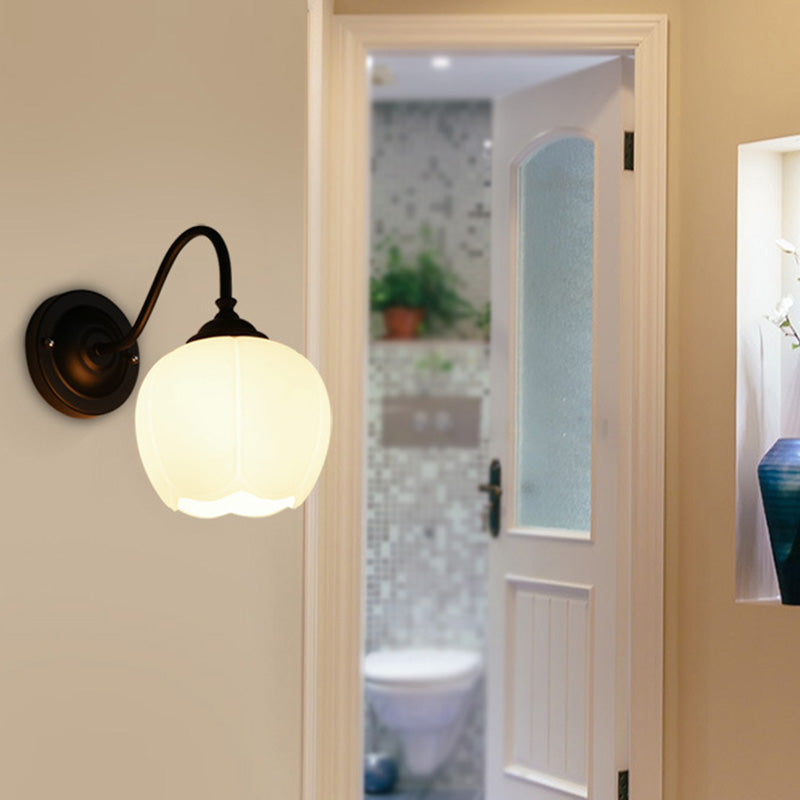Glass Dome Shape Wall Light Modern Style 1 Light Wall Light Sconce