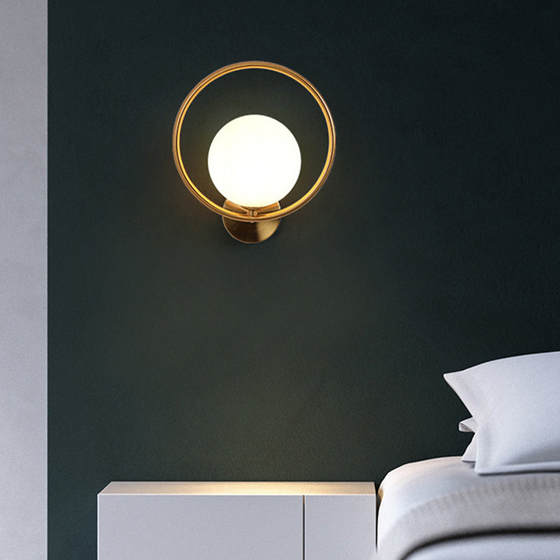 Glass Ball Shape Wall Light Modern Style 1 Light Wall Light Sconce in Gold
