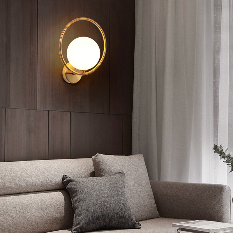 Glass Ball Shape Wall Light Modern Style 1 Light Wall Light Sconce in Gold