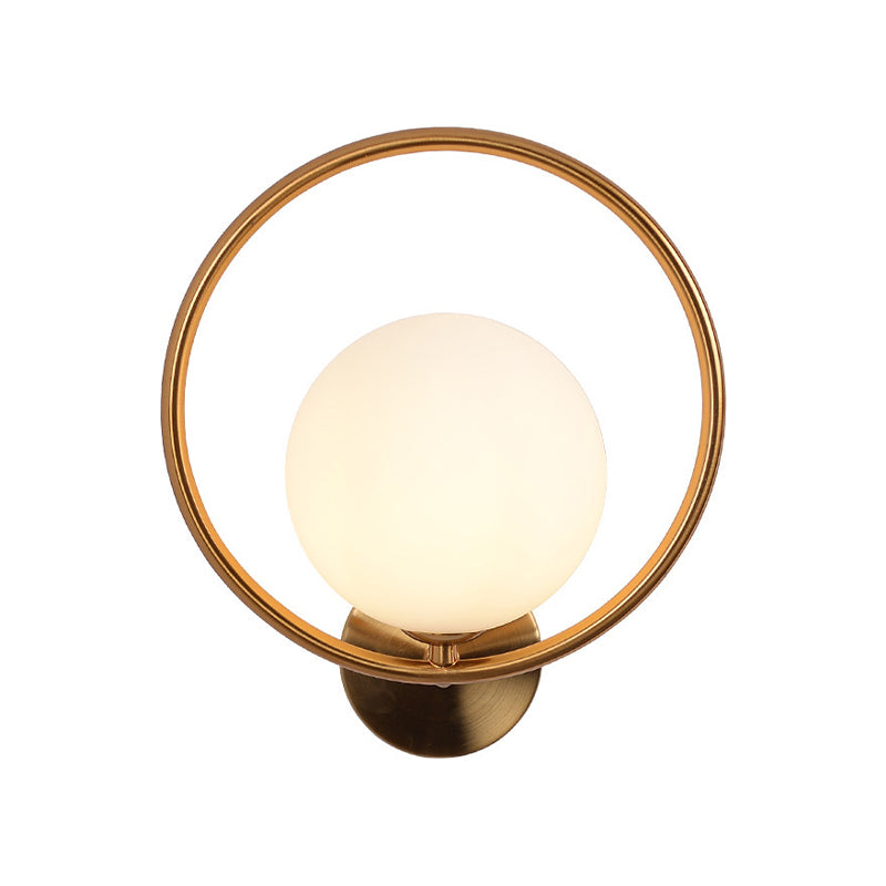 Glass Ball Shape Wall Light Modern Style 1 Light Wall Light Sconce in Gold