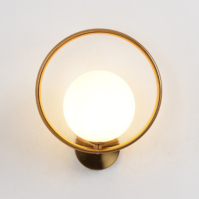 Glass Ball Shape Wall Light Modern Style 1 Light Wall Light Sconce in Gold