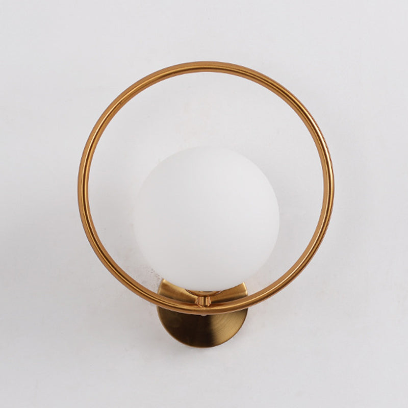 Glass Ball Shape Wall Light Modern Style 1 Light Wall Light Sconce in Gold