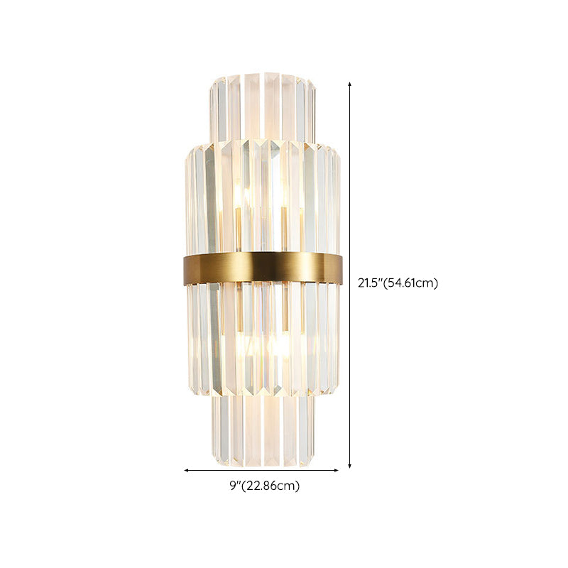 Crystal Half-Cylinder Shape Wall Light Modern Style 2 Lights Wall Light Sconce