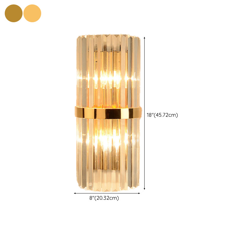Crystal Half-Cylinder Shape Wall Light Modern Style 2 Lights Wall Light Sconce