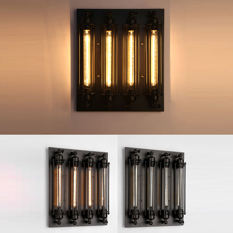 Unique Shape Wall Light Fixture Industrial Metal Wall Mounted Lighting in Black Finish