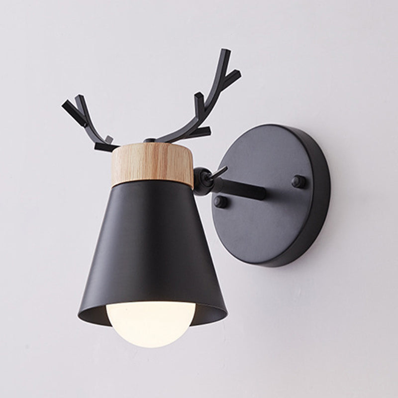 Macaron Antlers Wall Sconce Metal 1 Light Sconces for Bedroom