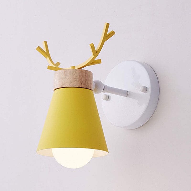 Macaron Antlers Wall Sconce Metal 1 Light Sconces for Bedroom