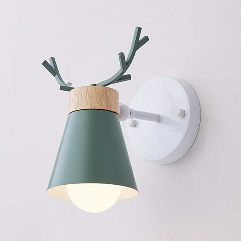 Macaron Antlers Wall Sconce Metal 1 Light Sconces for Bedroom