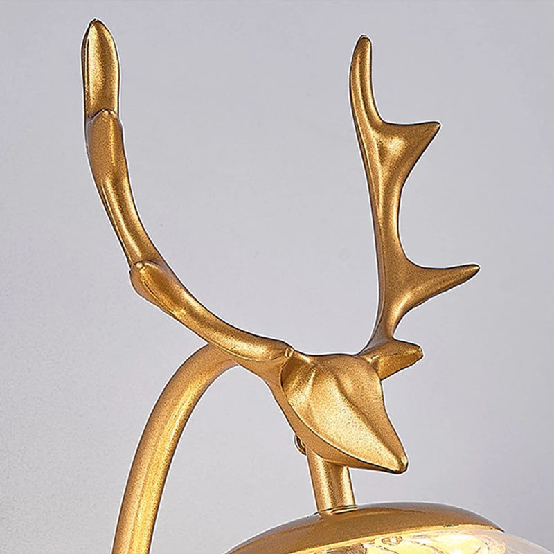 Globe Shape Wall Lamp Modern Style Glass 1 Light Sconce in Black/ Gold