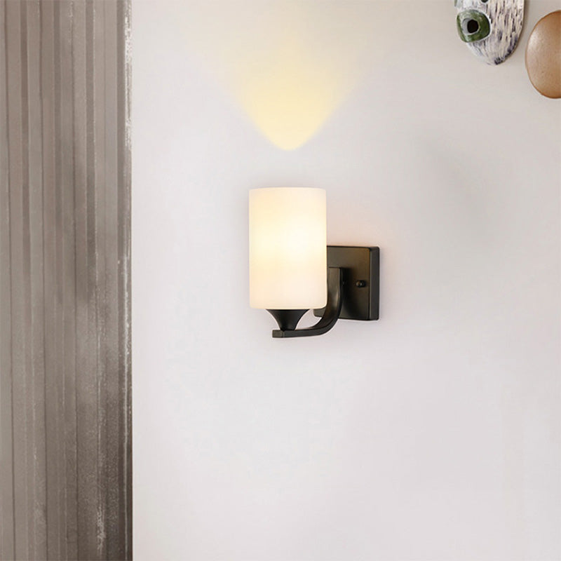 Modern Style Cylinder Shape Wall Light Glass Sconces for Bedroom
