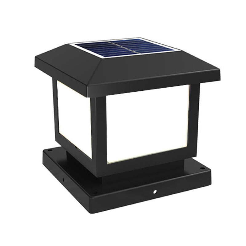 Solar Energy Pillar Lamp LED Outdoor Light with Acrylic Shade for Patio