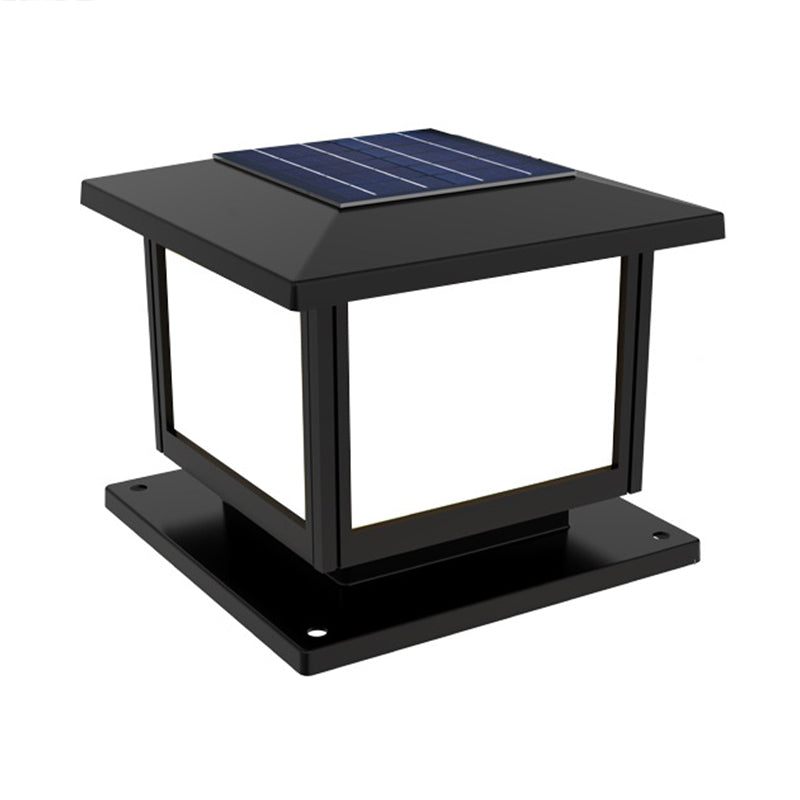 Solar Energy Pillar Lamp LED Outdoor Light with Acrylic Shade for Patio