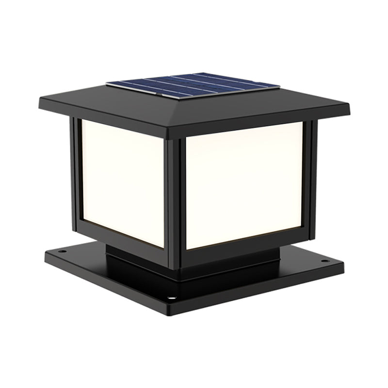 Solar Energy Pillar Lamp LED Outdoor Light with Acrylic Shade for Patio