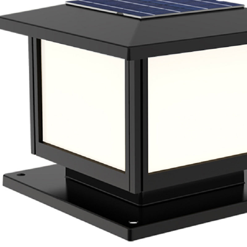 Solar Energy Pillar Lamp LED Outdoor Light with Acrylic Shade for Patio