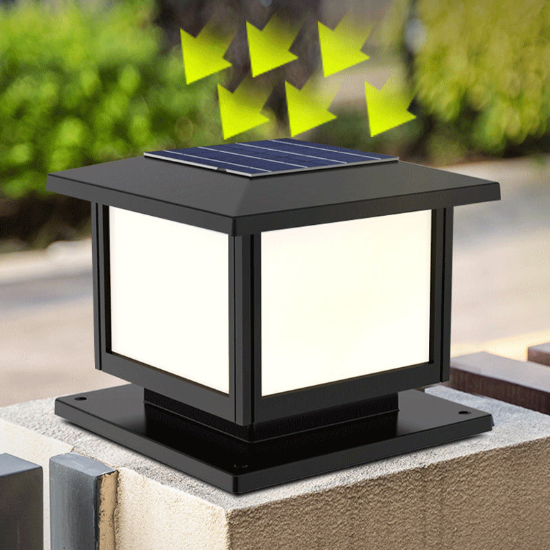 Solar Energy Pillar Lamp LED Outdoor Light with Acrylic Shade for Patio