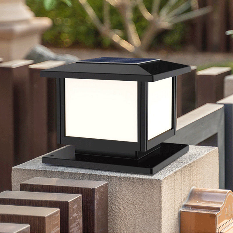 Solar Energy Pillar Lamp LED Outdoor Light with Acrylic Shade for Patio