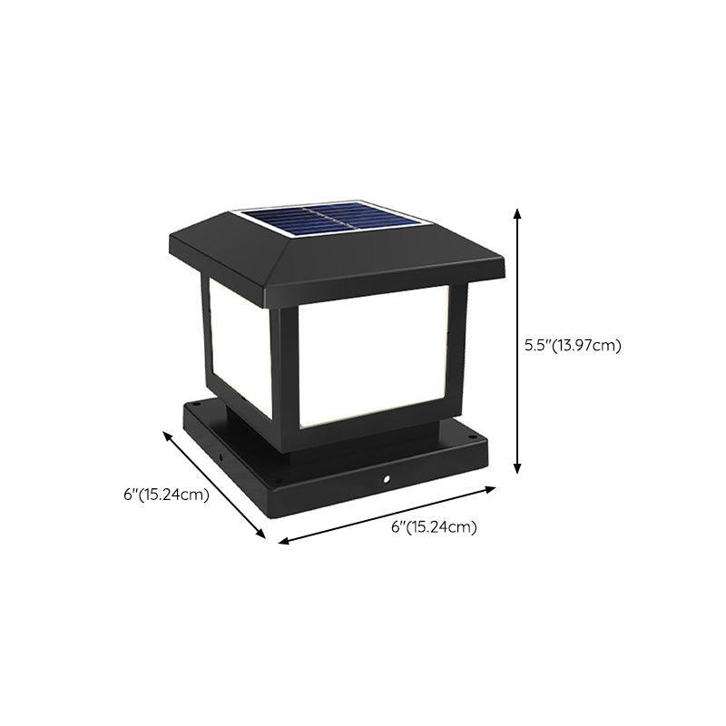 Solar Energy Pillar Lamp LED Outdoor Light with Acrylic Shade for Patio