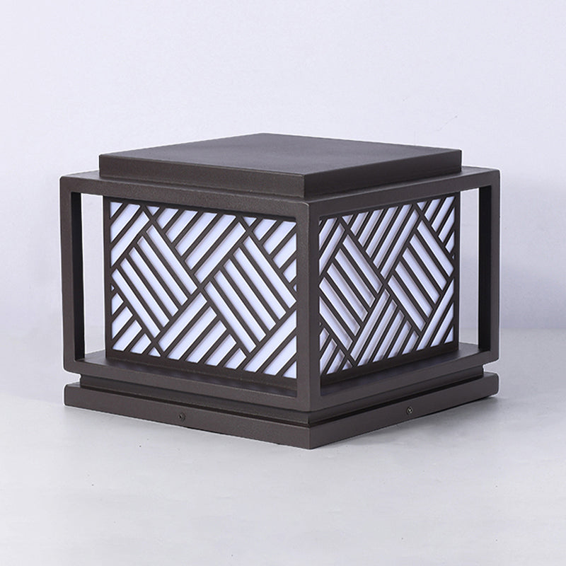 Modern Pillar Lamp Solar Energy Outdoor Light with Acrylic Shade for Patio