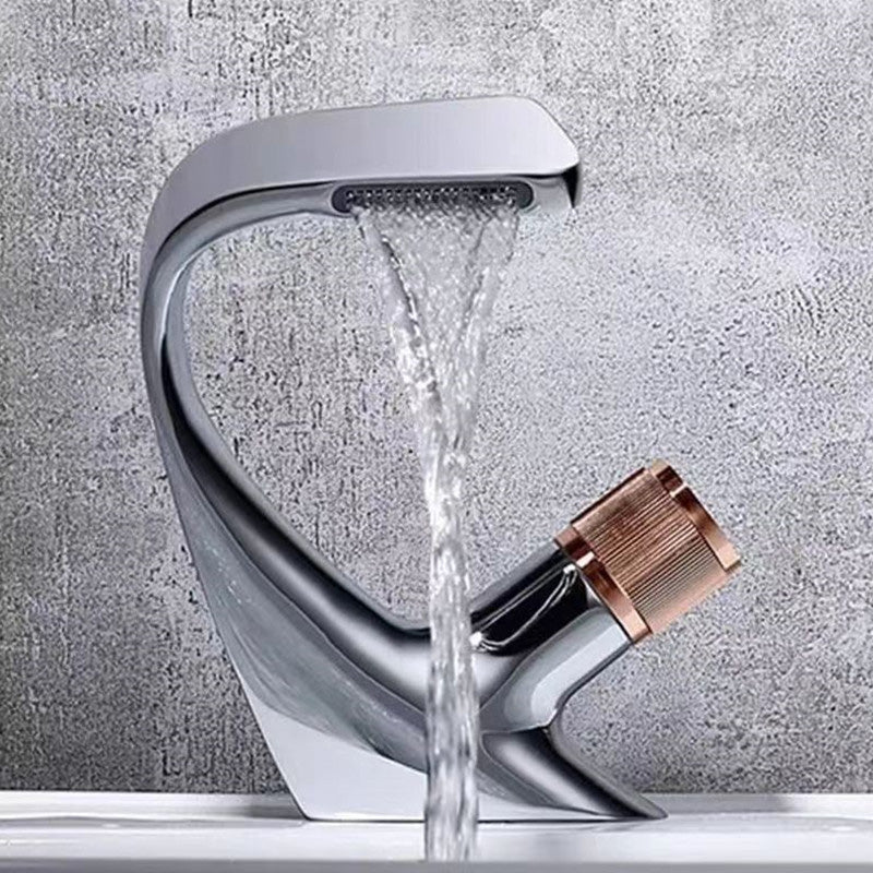 Modern Centerset Faucets Single Knob Handle Faucets with Waterfall Spout