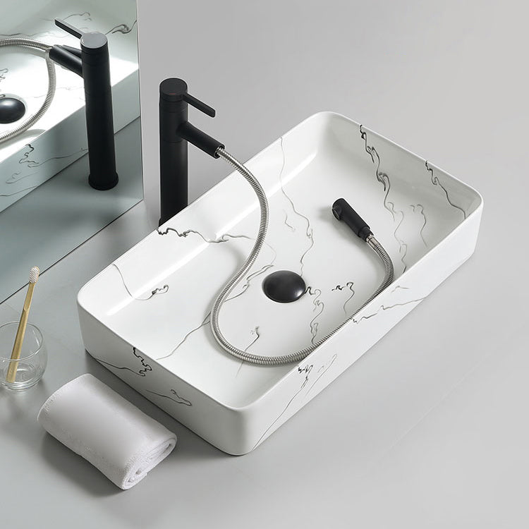 Modern Porcelain Trough Sink Oval-shape Trough Bathroom Sink