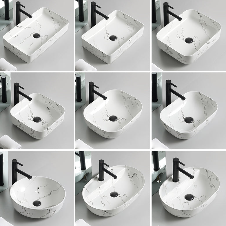 Modern Porcelain Trough Sink Oval-shape Trough Bathroom Sink