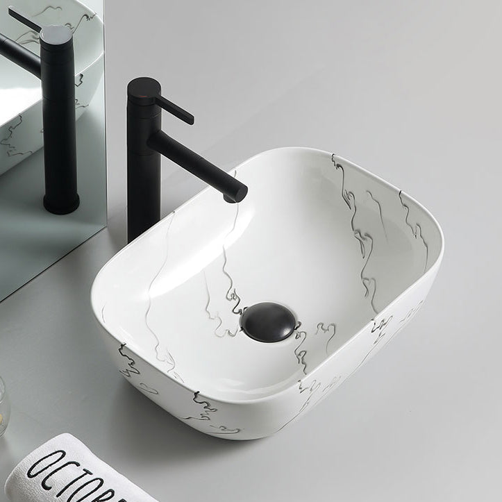 Modern Porcelain Trough Sink Oval-shape Trough Bathroom Sink