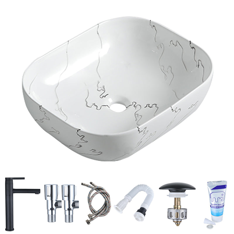 Modern Porcelain Trough Sink Oval-shape Trough Bathroom Sink