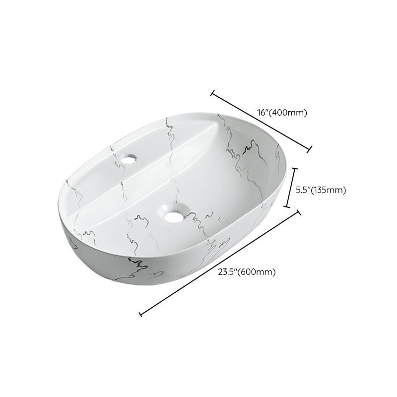 Modern Porcelain Trough Sink Oval-shape Trough Bathroom Sink