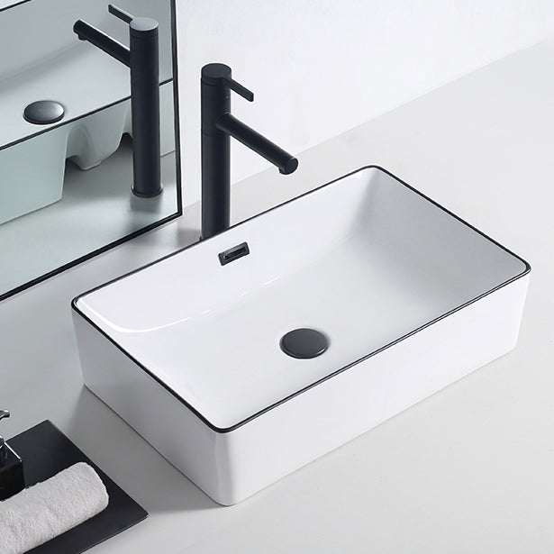 Modern Porcelain Trough Sink Rectangular Trough Bathroom Sink