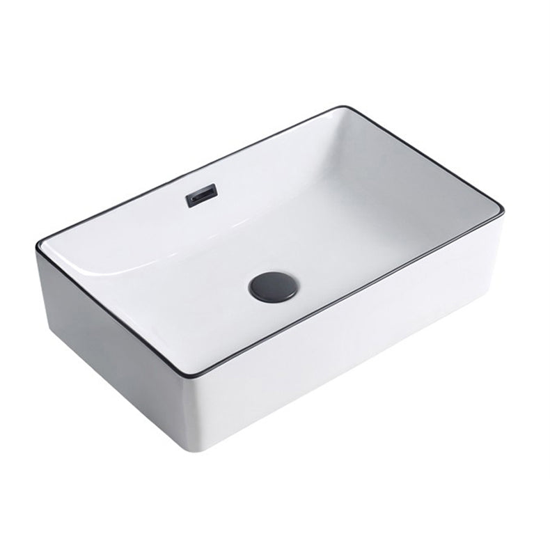 Modern Porcelain Trough Sink Rectangular Trough Bathroom Sink